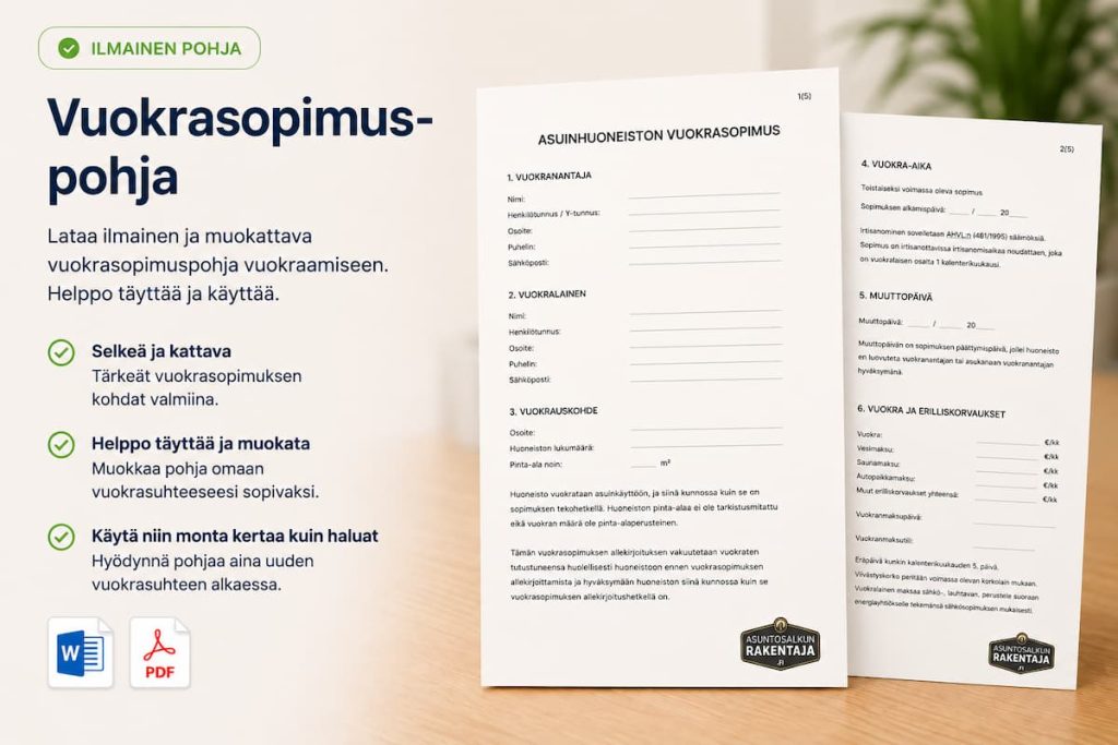Lataa ilmainen vuokrasopimuspohja